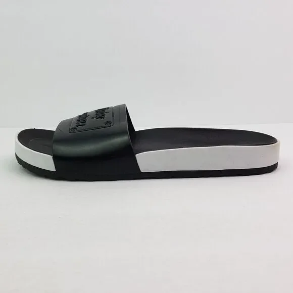 Juicy Couture Womens Size 8 Black White Slip On Casual Slide Sandals - Picture 4 of 11